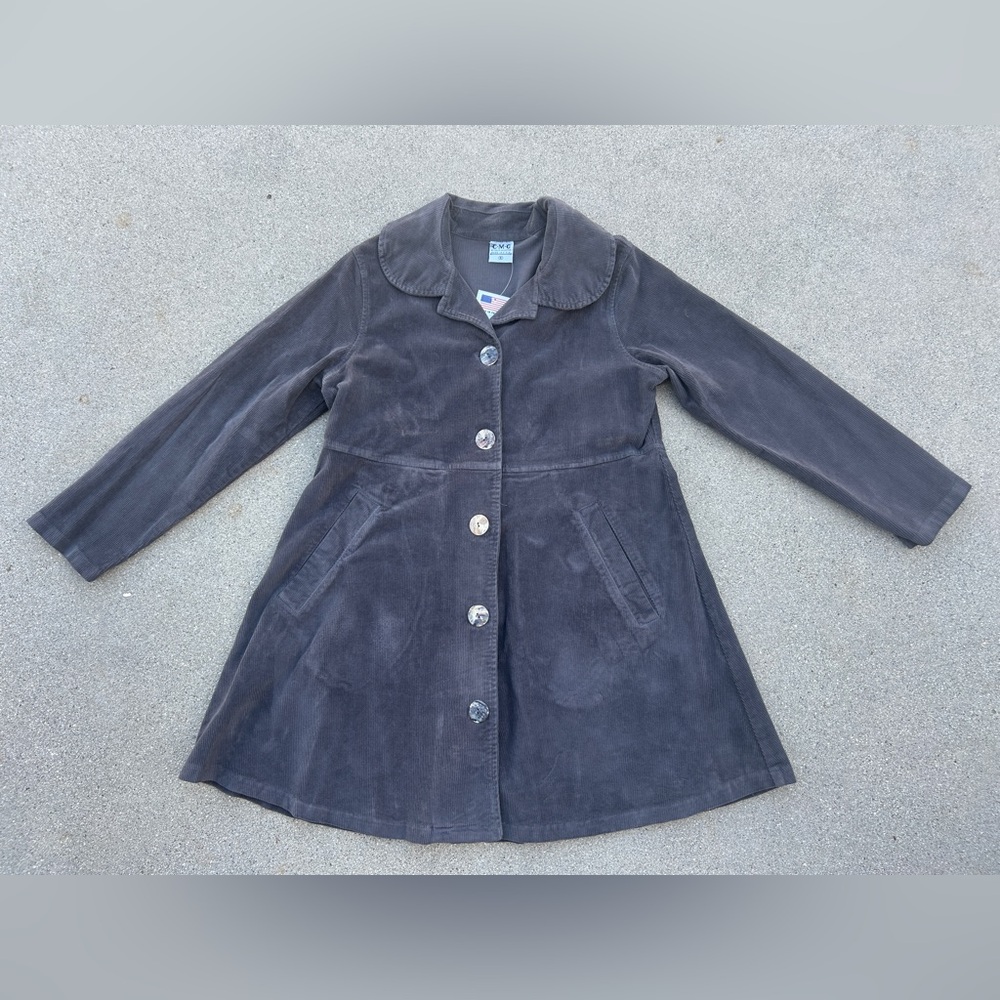 CMC Color Me Cotton Gray Corduroy Button-Up Coat 100% Cotton Women Size S NWT